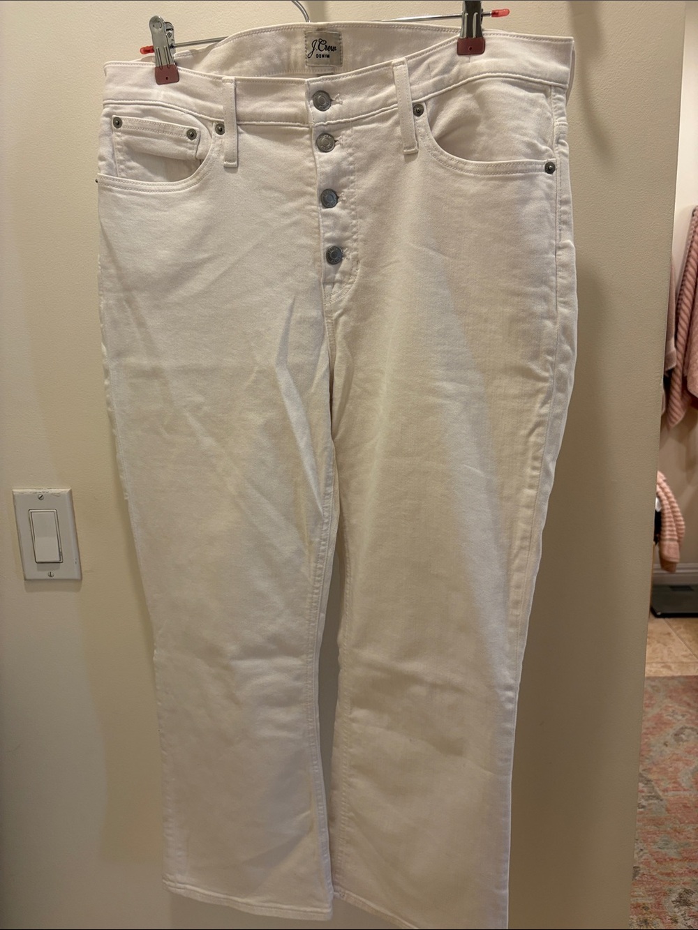 J. Crew White Denim Jeans Billie Demi Boot Crop sz 32